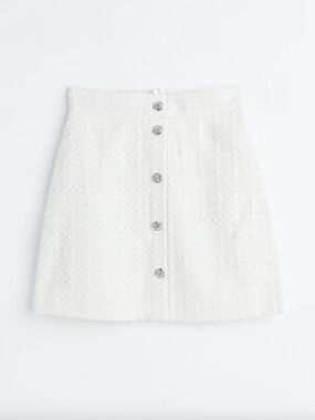 H&M Cream Tweed Button A-Line Skirt (size 8)